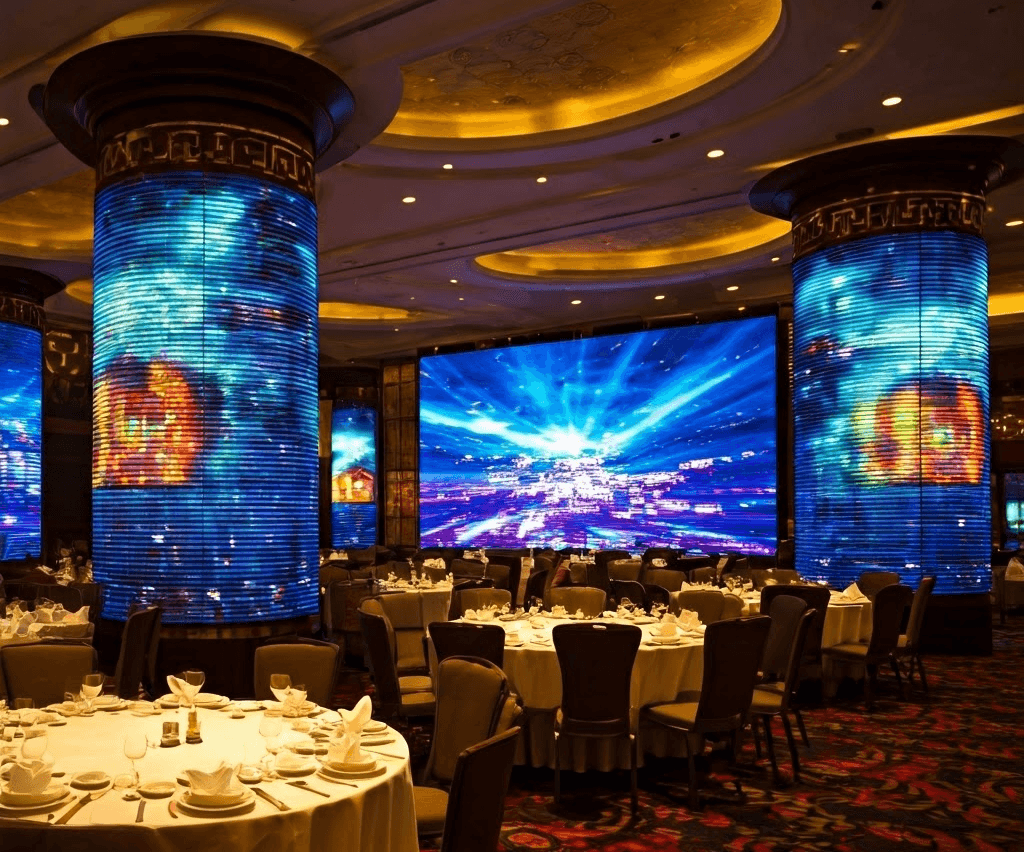 LED screen in restaurant