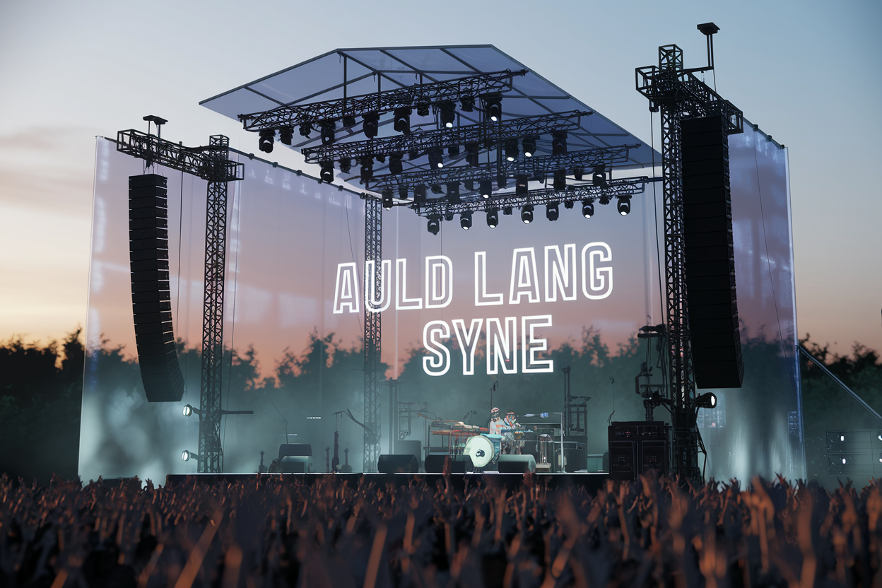 Transparent LED display used for a music performance venue