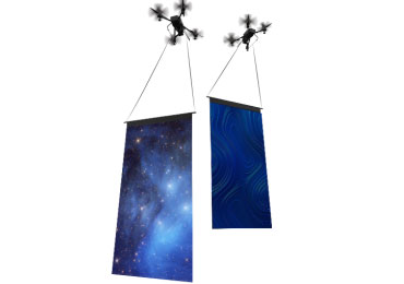 Drone flying LED mesh screen